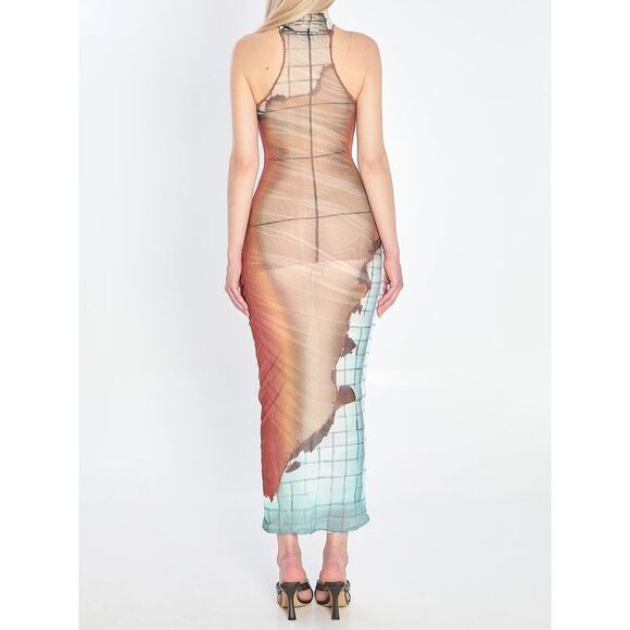 JEAN PAUL GAULTIER Avant-Garde Patterned Halter Neck Maxi Dress Women WHITE - Picture 4 of 4